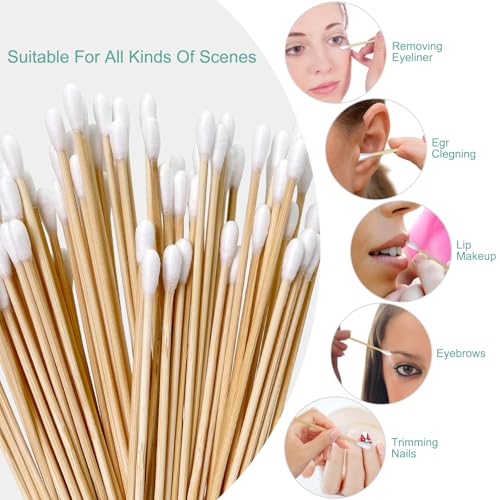 Garrelett 6 Inch Long Wooden Cotton Swabs - 500 Pack for Detail Cleaning