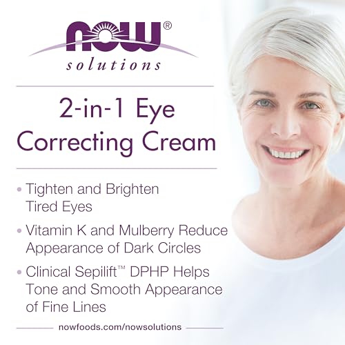 NOW Foods Solutions, Eye Cream, 2 in 1 Correcting to Tighten and Brighten the Eye Area, 1-Ounce