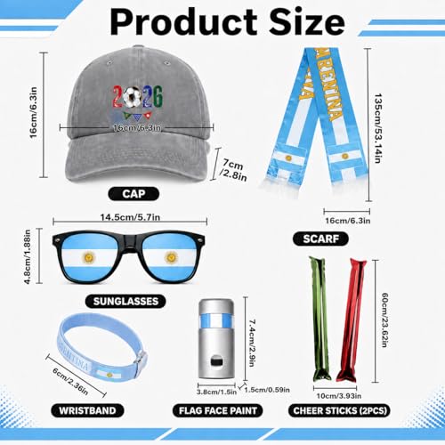 Argentina Soccer Fan Gear Set - 7-Piece World Cup 2026 Accessories Kit