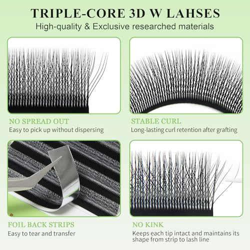 W Lashes 3D Eyelash Extensions Premade Fans 0.07D C/D Curl 8-12mm