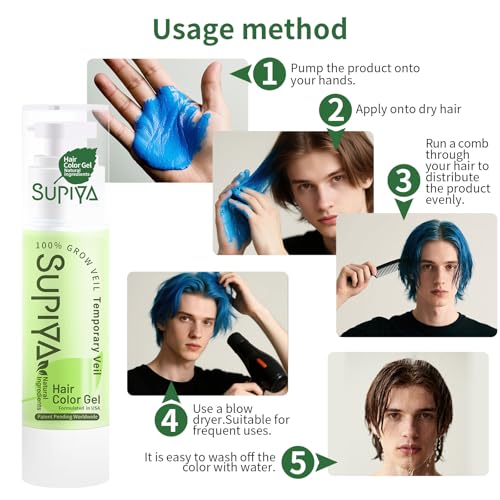 Blue Temporary Hair Color Gel Washable Pump Styling Cream