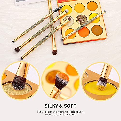 DUcare Duo End Foundation Powder Buffer Contour Brushes 2PCS + Eyeshadow Brush Set 5pcs