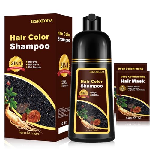 Fedulili Dark Red Wine Hair Dye Shampoo for Gray Hair, 17.5 Fl Oz, Natural Color, Salon & Home Use, Dark Wine Red Variation