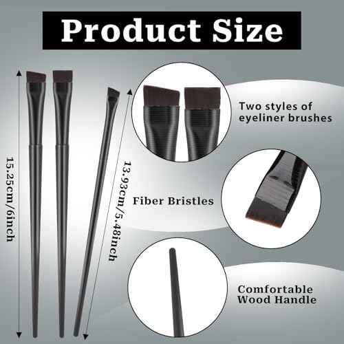 9 Pcs Angled Eyeliner and Eyebrow Brush Set - Flat Tint, Fine Slanted Applicator, Ultra Thin Makeup Brush for Eyeshadow and Eyeliner