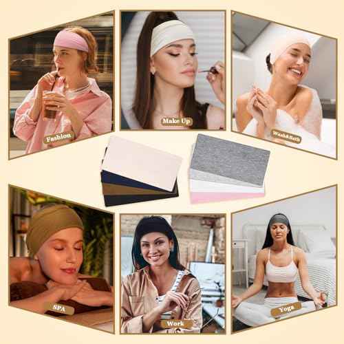 8 Pack Wide Headbands for Women, Elastic Soft Fabric Hair Bands Hair Warp for Daily Workout Yoga Running, Non Slip 8 Colors