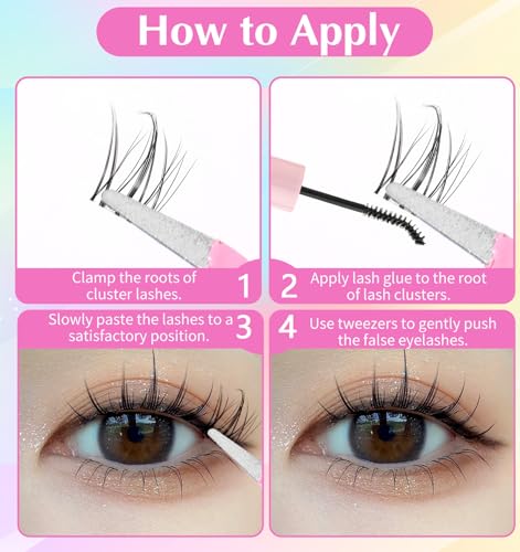 Korean Lash Clusters 120Pcs Natural Clear Band Extensions