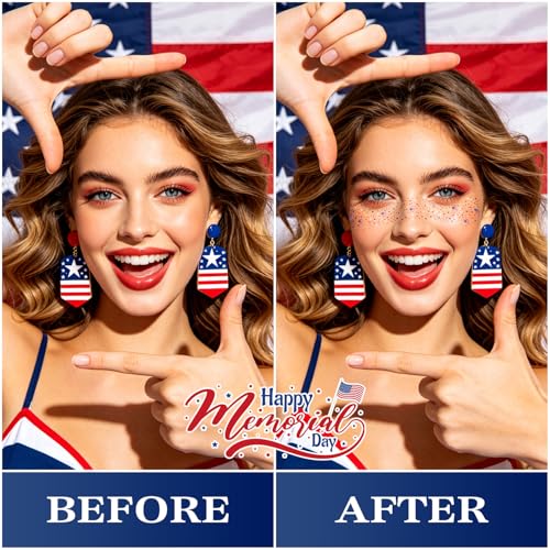 4th of July Temporary Tattoo Stickers - Red White Blue Stars