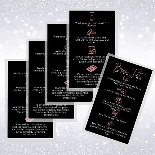 Brow Tint Aftercare Cards 50 Pack | 2x3.5" Business Cards