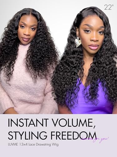 LUVME Hair 16-Inch Water Wave Lace Front Wig, 13x4 Invisi Drawstring Cap, Virgin Human Hair Pre-Plucked