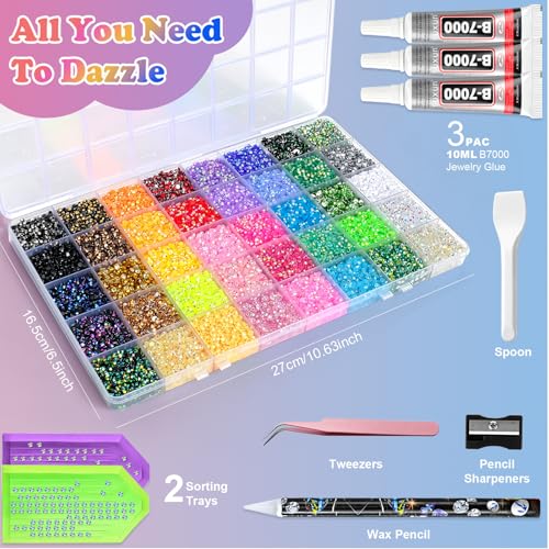 50000Pcs 3mm Flatback Rhinestones Kit with B7000 Glue