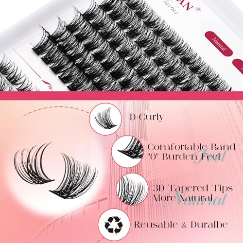 FADVAN D-Curl Lash Clusters - 156PCS DIY Eyelash Extensions