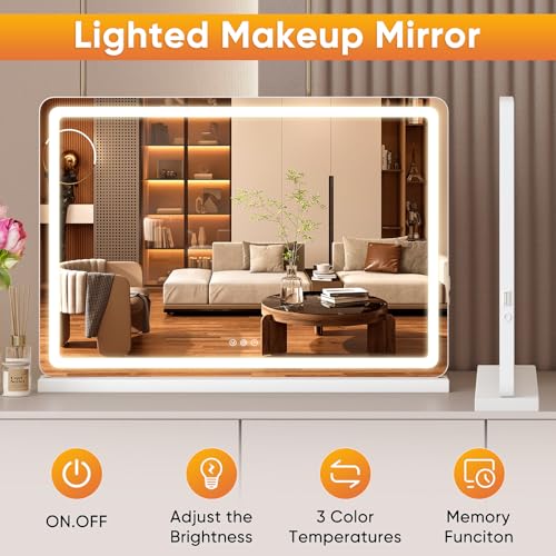 Sweetcrispy 22"x32" LED Vanity Mirror with Smart Memory & USB