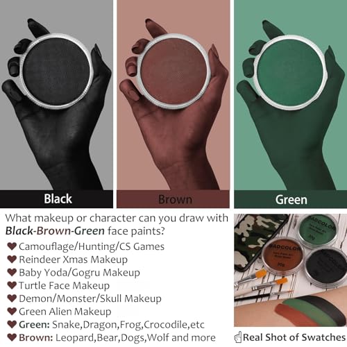 Camouflage Face Paint Set - Black Green Brown Camo Makeup Kit