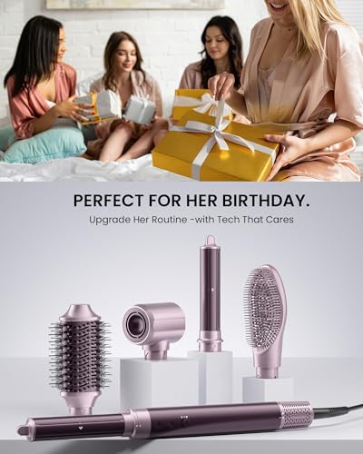 MESCOMB 5-in-1 Dual Voltage Hair Dryer Brush with Auto-Wrap Curlers