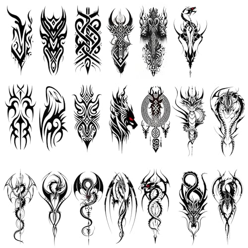 20 Sheets Viking & Dragon Temporary Tattoos