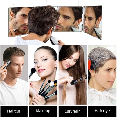 360 Mirror for Haircuts for Men for Women for Braiding Hair Trifold 3 Way Mirror to See Back of Head Barber Haircut Tool Three Way for Hair Cutting Self Cut