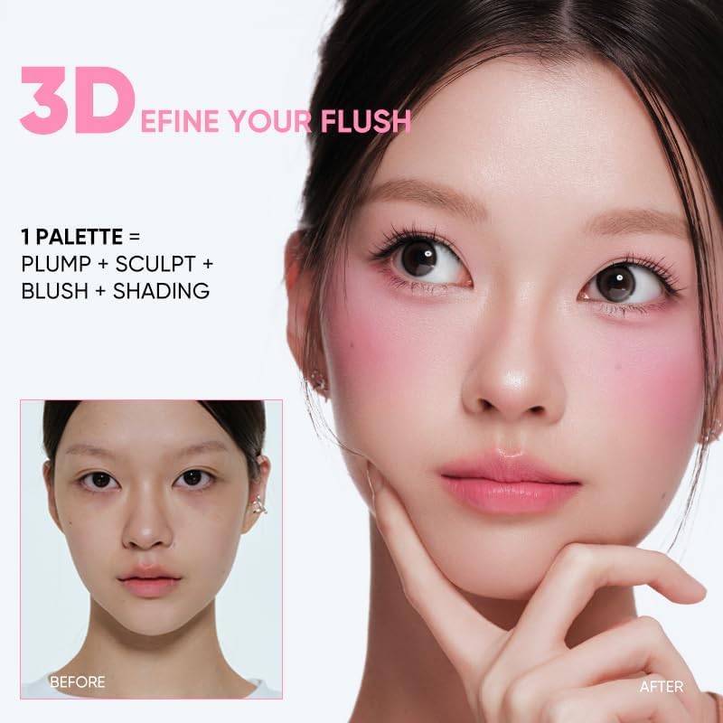 JUDYDOLL 4-in-1 Blush & Highlighter Palette - Creamy Cheek Sculpting