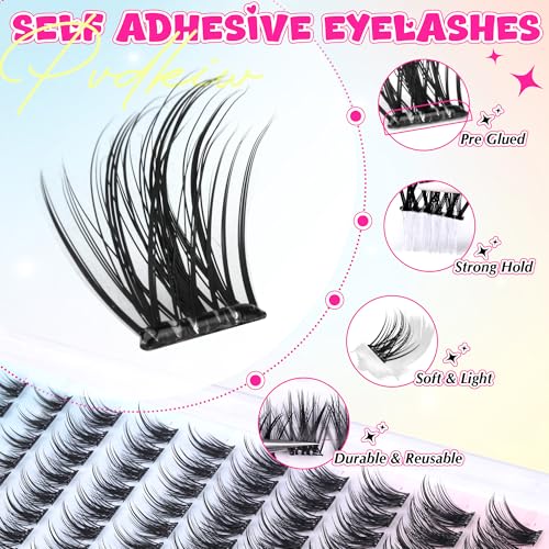 Self Adhesive Eyelashes Wispy C Curl Clusters 10-16mm