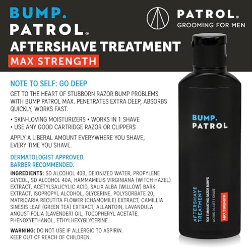 Bump Patrol Maximum Strength Aftershave Treatment Serum ? Razor Bump Stopper and Ingrown Hair Treatment for Men and Women, Fast Acting Formula - 4 oz (Pack of 1)