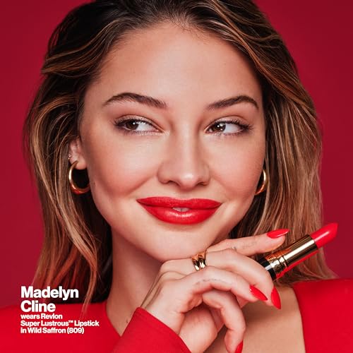 REVLON Lipstick, Super Lustrous Lipstick, Creamy Formula For Soft, Fuller-Looking Lips, Moisturized Feel in Reds & Corals, Uncut Ruby (810) 0.15 oz