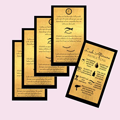Lash Extension Aftercare Cards 50 Pack - Black & Gold