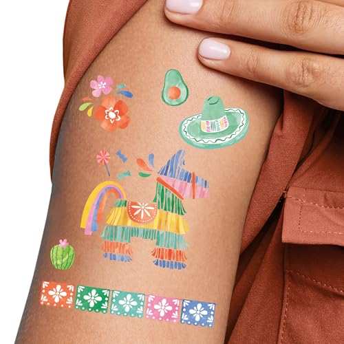 Fiesta Temporary Tattoos - 72 Pack Mexican Theme Party Favors