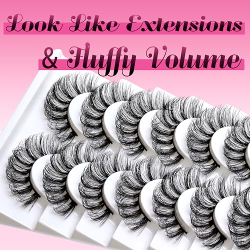 Veleasha Russian Strip Lashes DD Curl Fluffy Faux Mink 10 Pairs