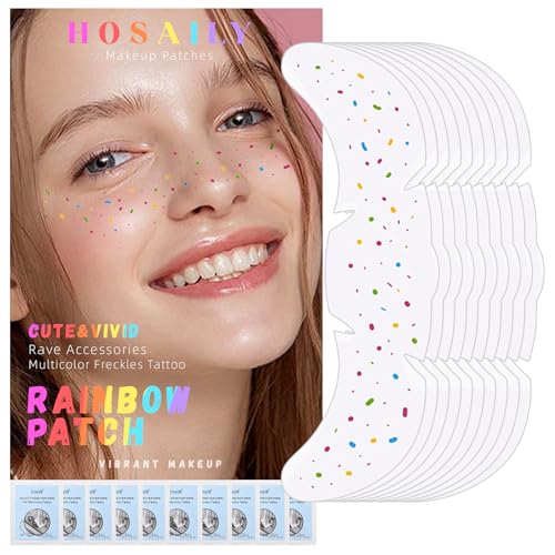 Rainbow Freckle Face Tattoos – 10pc Waterproof Glitter Set