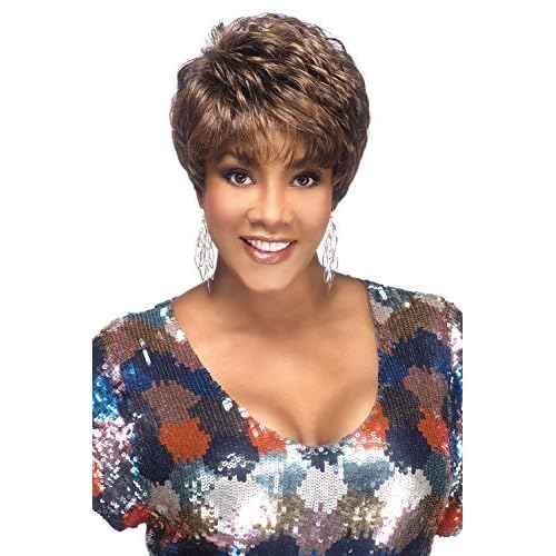 Vivica A. Fox AMY-V, Heat Resistant Fiber, Pure Comfort Cap, Layered Short Pixie Style with Tapered Back, Full Wig (44 Charcoal Gray)