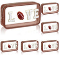 6 Pcs Football Gifts for Team Clear Makeup Bag with Chenille Letter Patch Sport Goodie Clear PVC Pouch Organizer Waterproof Travel Toiletry Bags for Sports Party Favors Supplies