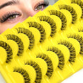 Cat Eye Russian Strip Lashes - 10 Pairs Faux Mink Fluffy