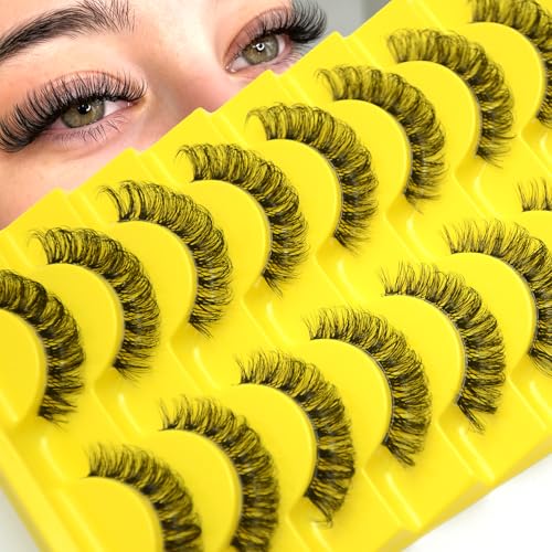 Cat Eye Russian Strip Lashes - 10 Pairs Faux Mink Fluffy