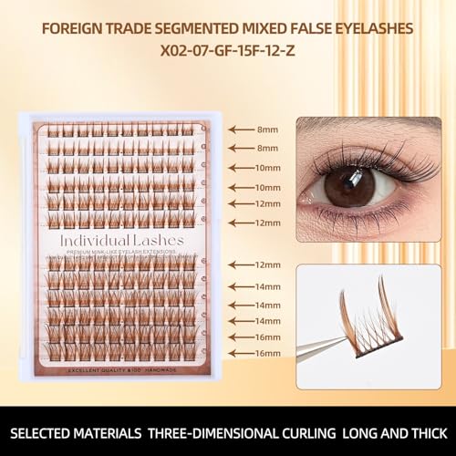 Brown Lash Clusters 8-16mm Mixed Lengths 120pk DIY Extensions