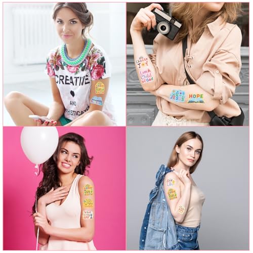 Christian Temporary Tattoos - 192 Piece Set with Bible Verses