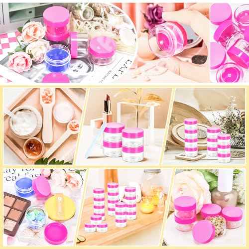MotBach 40Pack 15g Small Plastic Cosmetic Containers with Lids, 15gram Plastic Makeup Containers Jars with Spatulas, 15ml Sample Jars Travel Size Containers for Toiletries Lip Balm Cream Slime Lotion