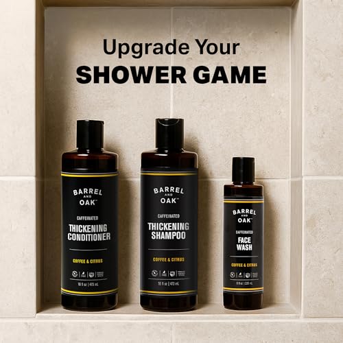 Barrel & Oak Coffee & Citrus Body Care Set, Caffeinated Face Wash, Shampoo and Conditioner Set for Men, Refreshing Grooming Kit, Vegan Gifts for Men, 3-Pack