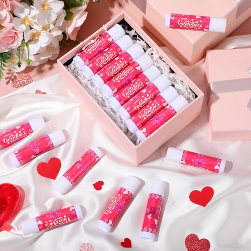 Demissle Valentine's Day Party Favors for Kids Classroom Lip Balms Bulk Peppermint Lip Care Products Moisturizing Lip Balm Valentines Love Heart Classroom Exchange Party Gifts for Boys Girls (50 Pcs)