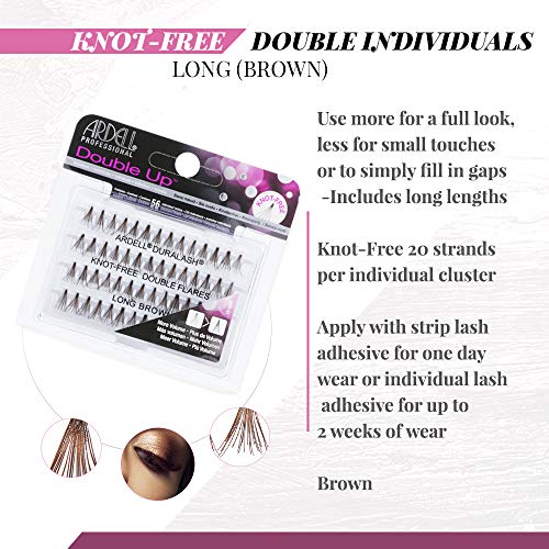 Ardell False Eyelashes Double Up Individuals Knot-Free Long Brown 4 Pack