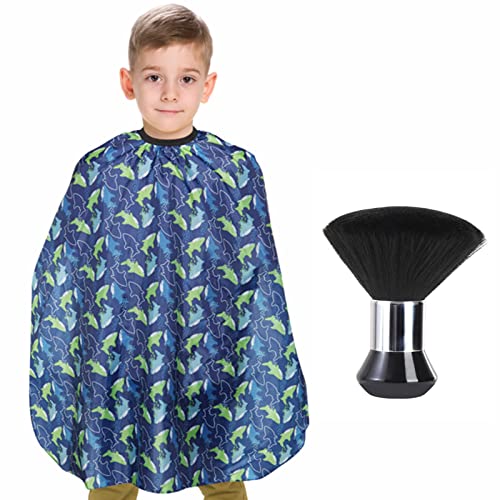 Kids Cartoon Fish Barber Cape with Neck Duster Brush - Hair Cutting Cape for Kids