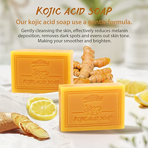 POP MODERN.C Kojic Acid Soap Turmeric Soap Dark Spot Remover for Face and Body Bath Soap Lightening Moisturizing Even out Tone Skin Vitamins C for Acne Blackheads Remover 3x100g
