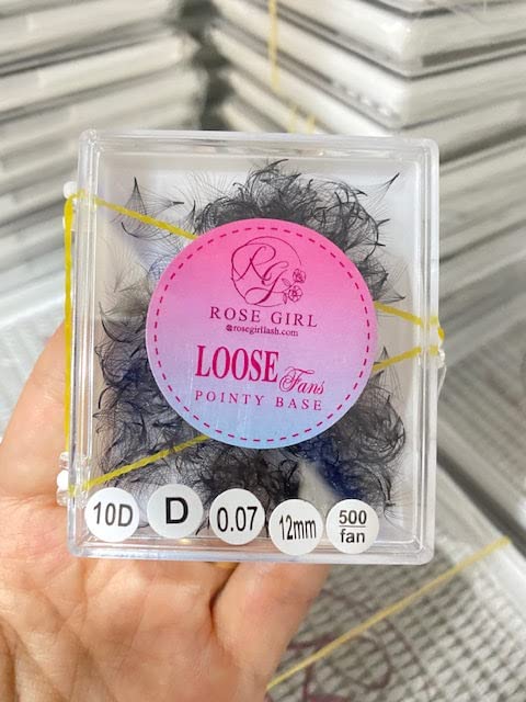 ROSE GIRL Loose Promade Fans - Natural Look Handmade Volume Eyelashes From 3D To 16D - C CC D DD Curl - False Lashes Extensions - Thickness 0.03~0.1 mm - 8~20 mm Length (10D-0.03-D (9mm))