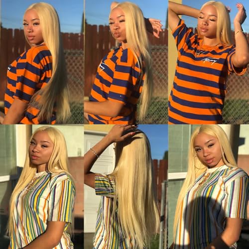 300g 18 20 22 Inch Blonde Human Hair Bundles 613 Straight Bundle 3