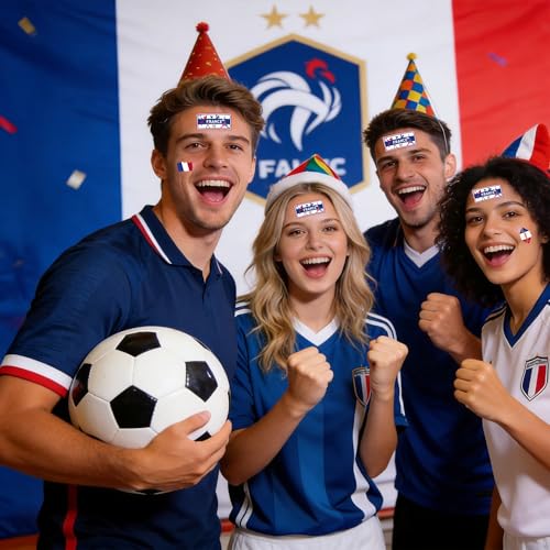 56Pcs French Flag Temporary Tattoos - Waterproof Body Art Stickers