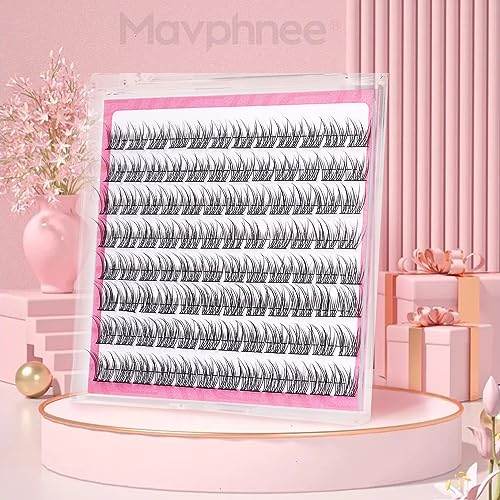 Natural Cluster Lashes Wispy CC-Curly 9-11MM Mixed Lengths Eyelash Extension Individual 96 Pcs DIY Lash Extension at Home by Mavphnee