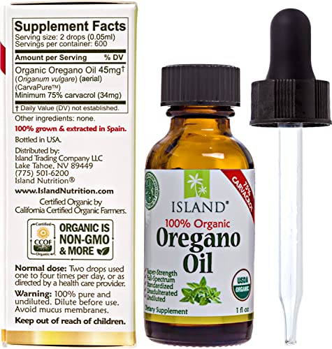 Island Nutrition Oregano Oil Drops 1oz - 75% Carvacrol