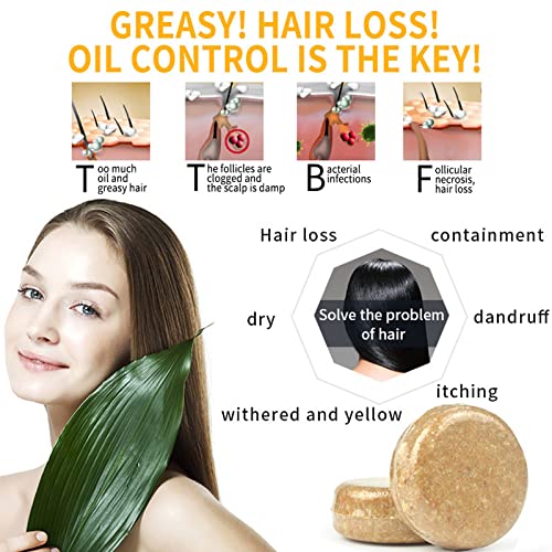 Ginger Hair Regrowth Shampoo Bar, Anti-Hair Loss Hair Natural Organic Ginger Shampoo Soap,Promotes Hair Growth,Anti-dandruff and Anti-itching-for All Hair Types-60g/1pcs (2.12 Ounce (Pack of 2))