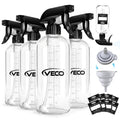 Veco 15oz Spray Bottle 4-Pack - 360° Any-Angle with Adjustable Nozzle