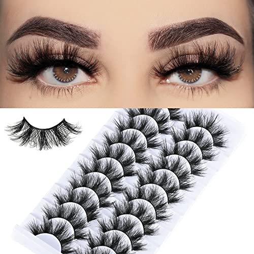 FARRED Eyelashes False Lashes Silk Faux Mink Lash 8D Fluffy Eyelash 10 Pairs Pack Short Lashes