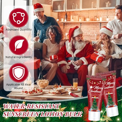 24 Pcs Mini Sunscreen Bulk for Christmas Party SPF 30 Water Resistant Sunscreen Lotion Bulk 1oz Travel Size for Thank You Gifts Christmas Party Supplies