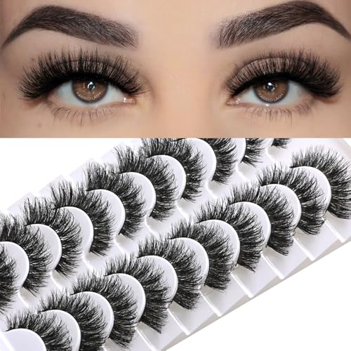 FARRED Cat Eye Faux Mink False Lashes - Wispy & Fluffy 10 Pairs